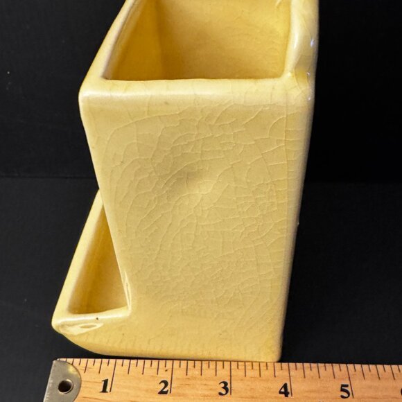 Vtg Porcelain Wall Mount Match Box Holder Stick Matches Yellow Red Cherries Deco - Picture 4 of 7